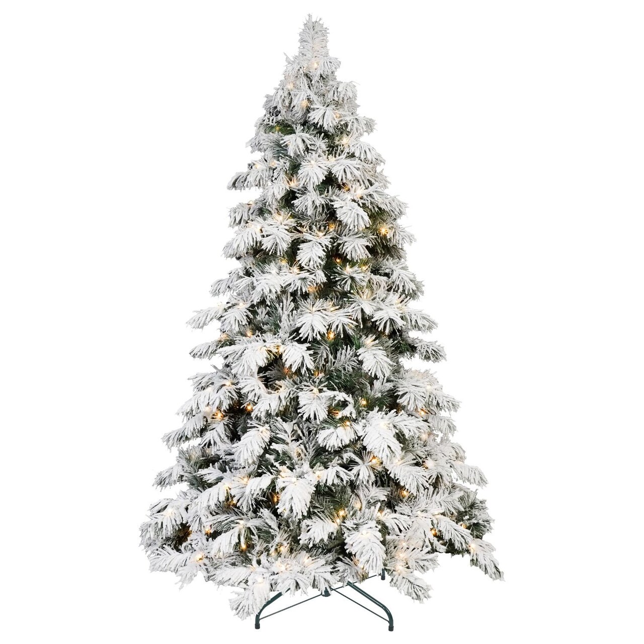 Edge Collections - 7' - White - Fluffy Prelit Snow-Flocked Christmas Tree - 1 Piece